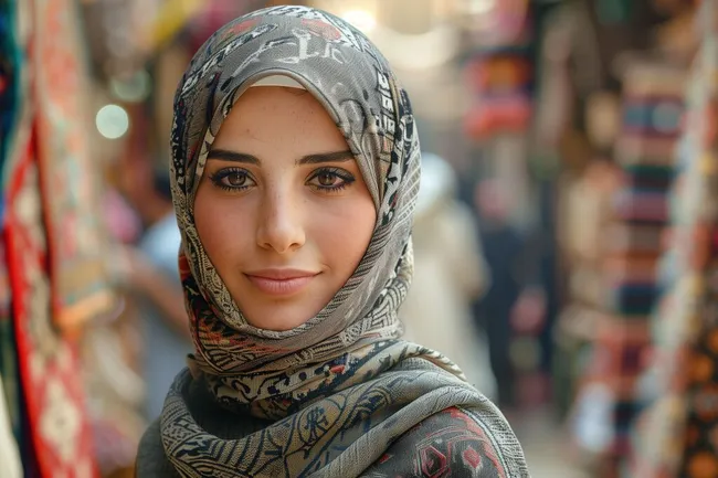 Schöne Frau im Kopftuch