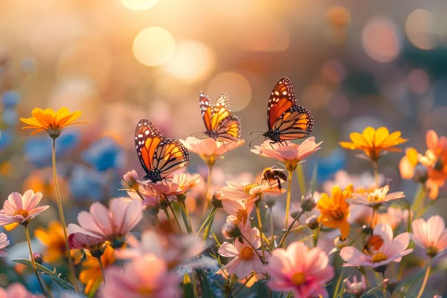 Schöne Schmetterlinge auf Blumen