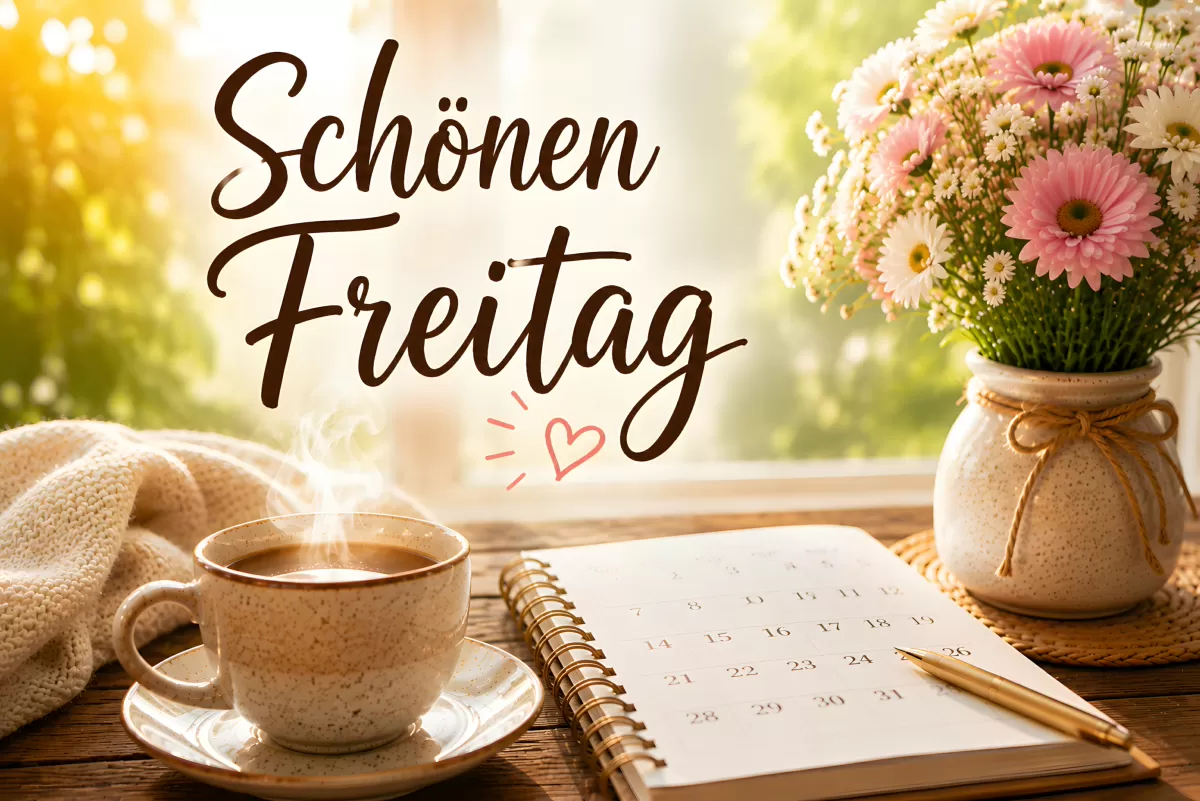 Schönen Freitag – Kaffee, Kalender und Frühlingsblumen