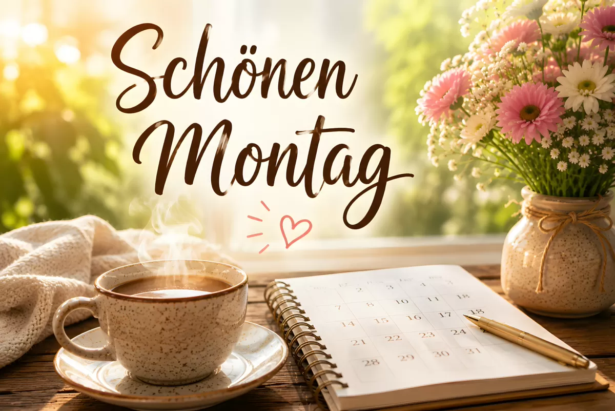 Schönen Montag – Kaffee, Kalender und Frühlingsblumen