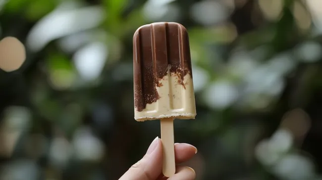Schokoladen-Eis am Stiel mit Holzstiel