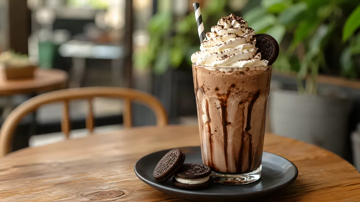 Schokoladen-Milchshake mit Oreo und Sahnehaube