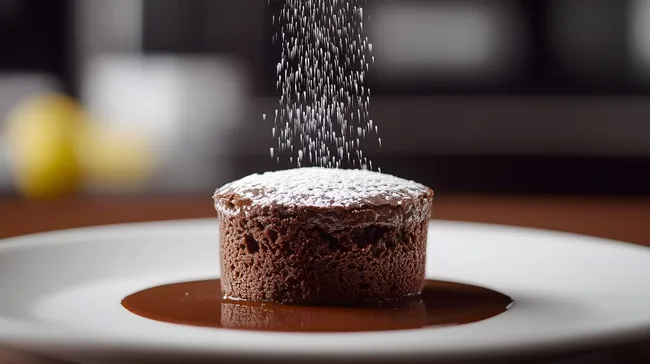 Schokoladenkuchen mit Puderzuckerkrönchen