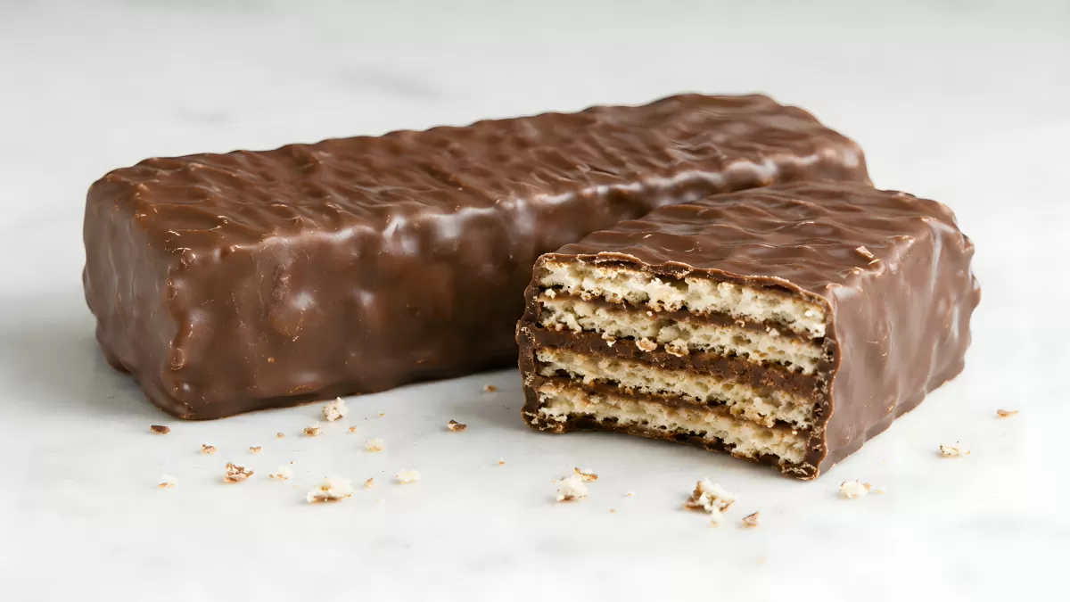 Schokoladenriegel mit knusprigen Waffelschichten