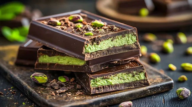 Schokoladenriegel mit Pistazien und Kadayif