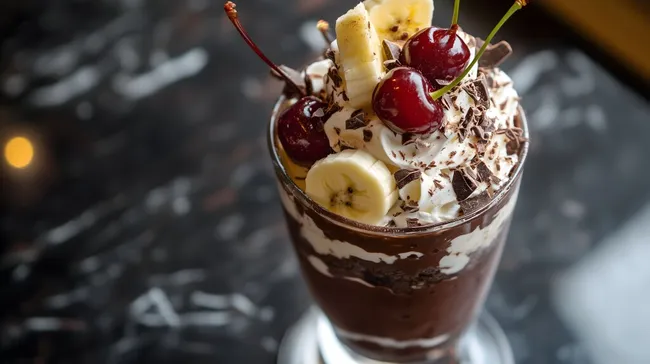 Schokoladentraum mit Obst und Sahne