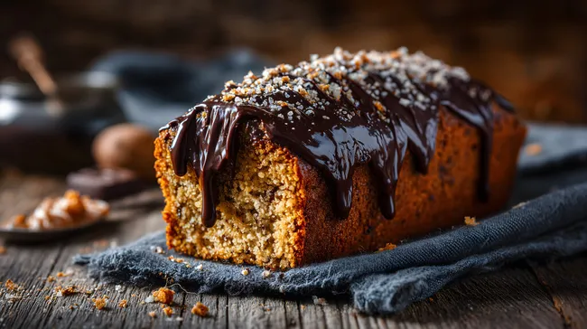 Schokoladiger Mandel-Kuchen mit glänzender Glasur