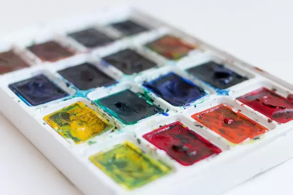 School supplies for being creative: used water colors