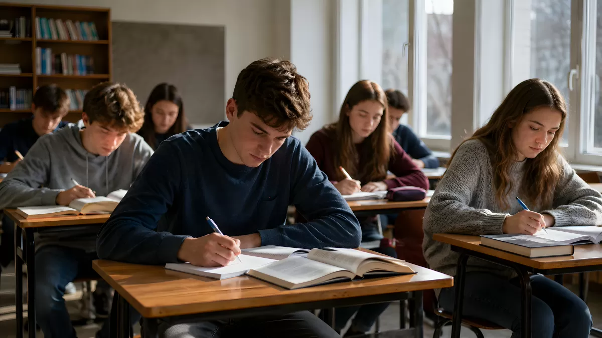 Schüler arbeiten konzentriert im Klassenzimmer