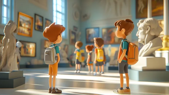 Schüler besuchen Kunstausstellung im Museum