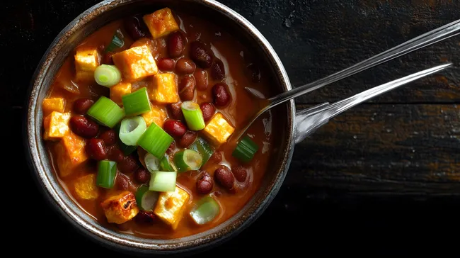Schüssel mit würziger Bohnen-Tofu-Pfanne
