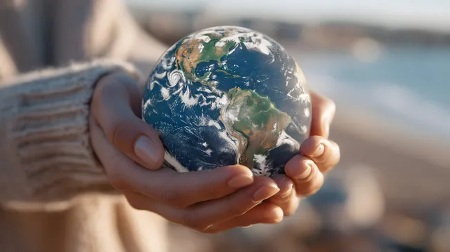 Schützende Hände halten Planeten Erde