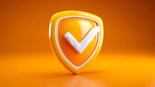 Schützende orange Abzeichen mit weißem Haken