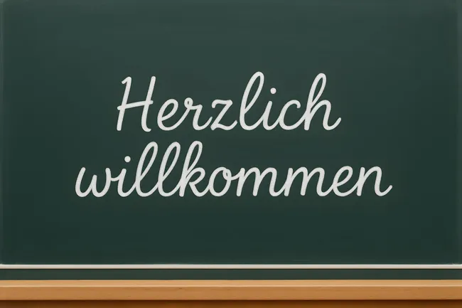 Schulmaterial und Kreide auf grüner Tafel