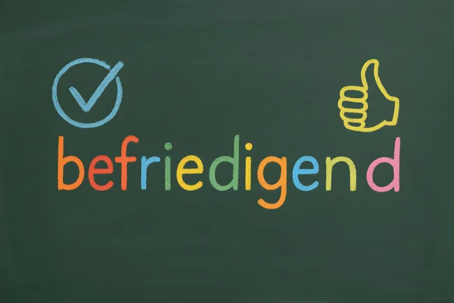 Schultafel mit Befriedigung und Daumen hoch