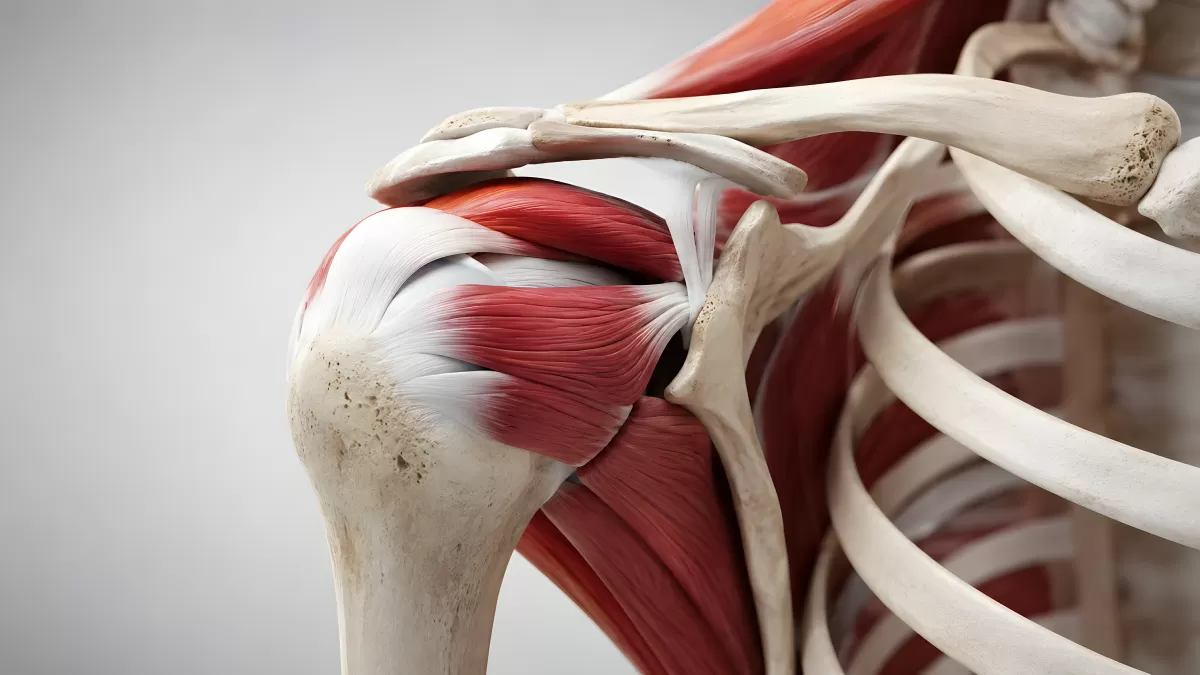 Schultergelenk Anatomie mit Muskeln und Knochen