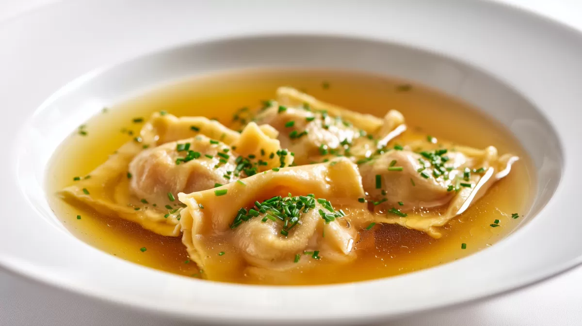 Schwäbische Maultaschen in der Brühe mit Schnittlauch