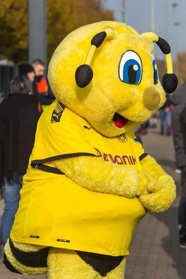 Schwarz-gelbes Maskottchen Emma