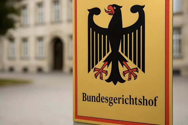 Schwarz-gelbes Schild mit Bundesadler-Symbol