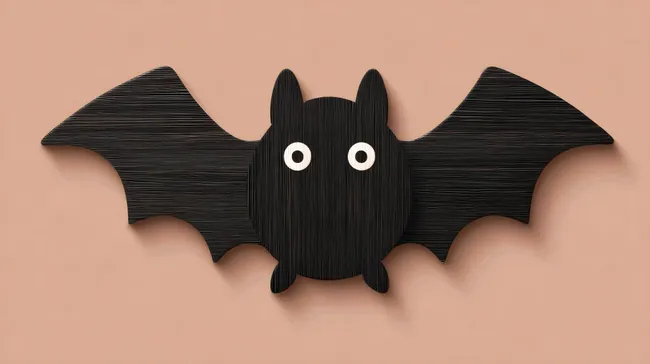 Schwarze Fledermaus mit großen Augen auf Pastellhintergrund