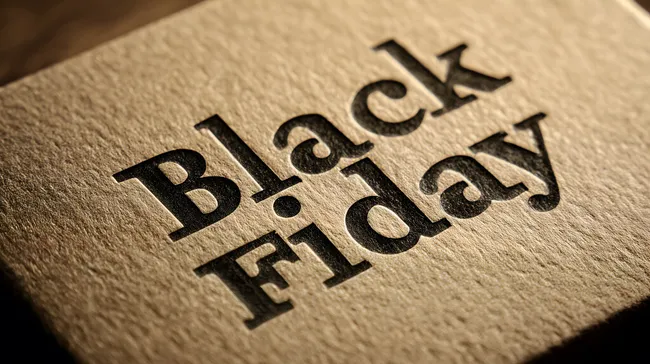 Schwarze Freitag-Aufschrift auf strukturiertem Papier