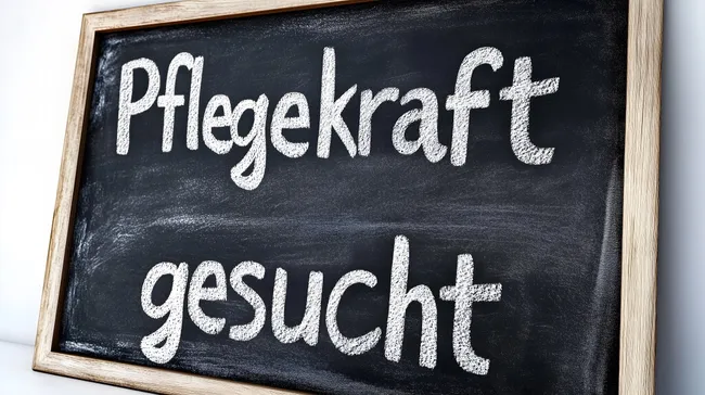 Schwarze Kreidetafel mit Suche nach Pflegekraft