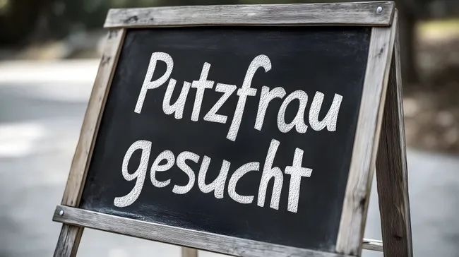 Schwarze Tafel mit Hilfsarbeitersuche