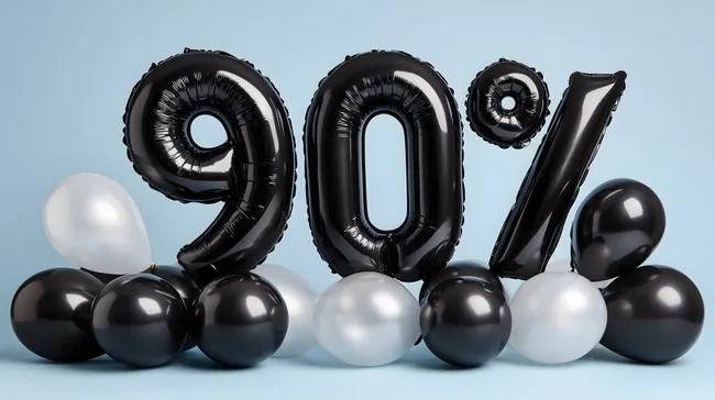 Schwarze und weiße Luftballons für 90% Rabatt