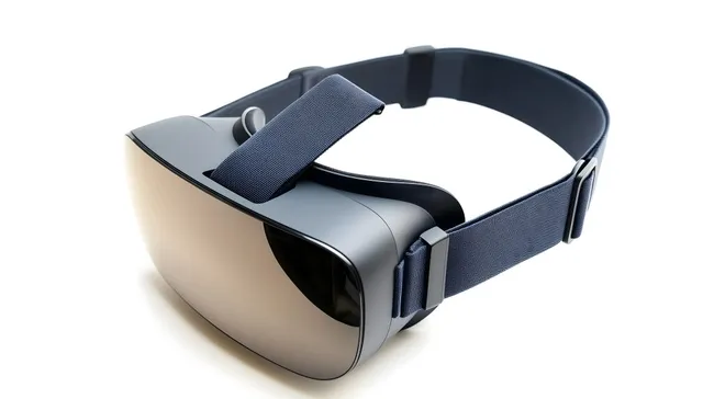 Schwarze VR-Brille mit verstellbaren Kopfbügeln