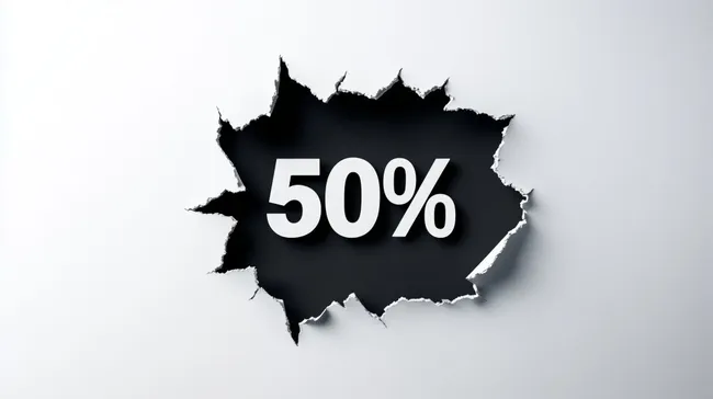 Schwarzer Papierhintergrund mit 50% Rabattlogo