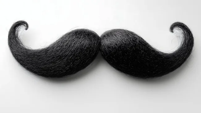 Schwarzer realistischer Schnurrbart vor weißem Hintergrund
