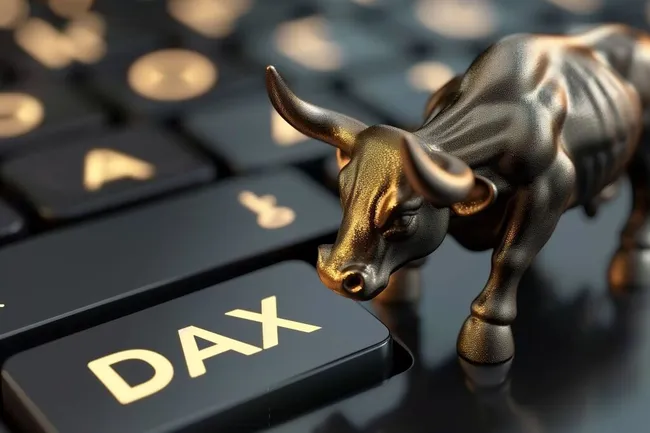 Schwarzer Stier auf Börsenlogo