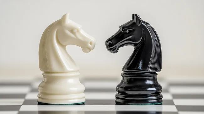 Schwarzer und weißer Schachfiguren in Rivalität
