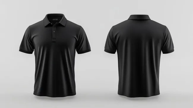 Schwarzes Herren-Poloshirt von vorn und hinten