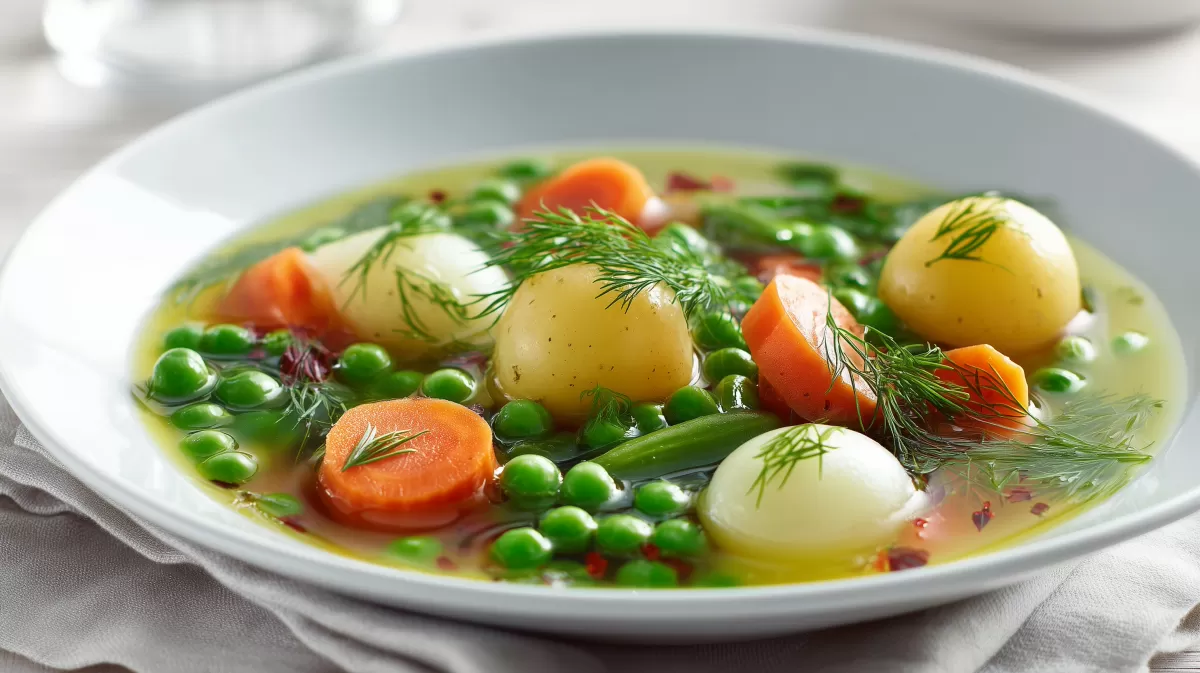 Schwedische Sommersuppe mit Erbsen und Karotten