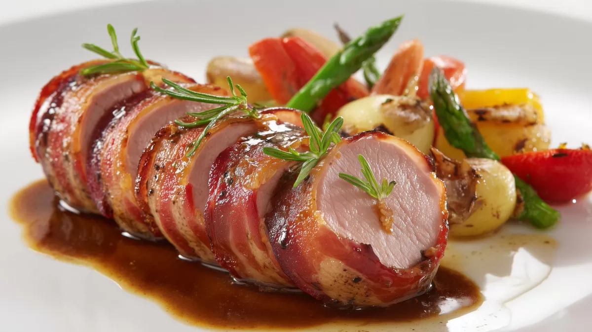 Schweinefilet im Speckmantel mit Gemüsebeilage