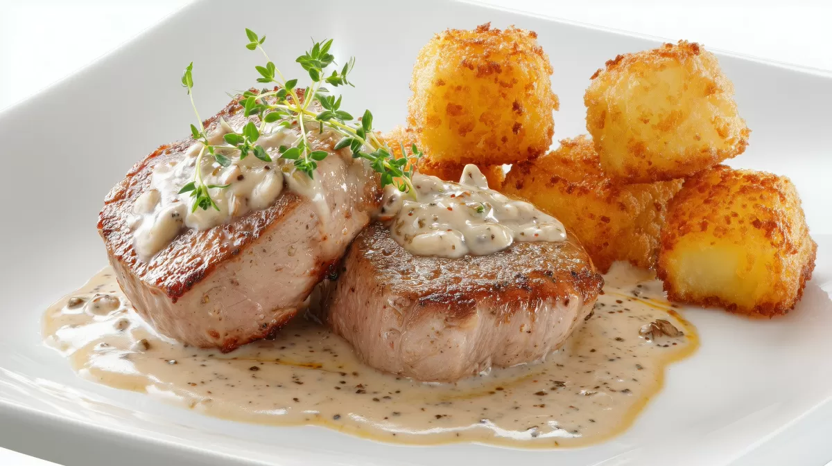 Schweinemedaillons mit Pfefferrahmsauce photo