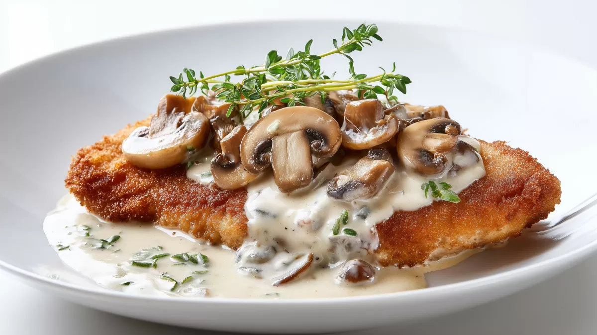 Schweineschnitzel mit Champignon Gorgonzola Sauce