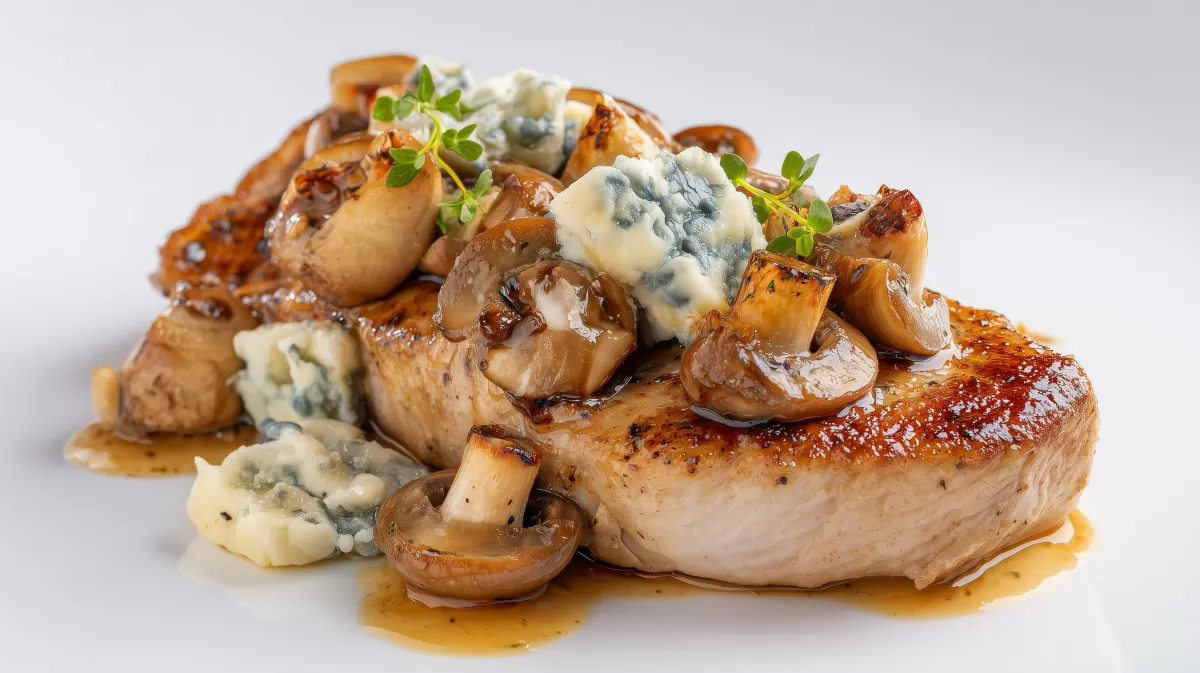 Schweineschnitzel mit Champignons und Gorgonzola