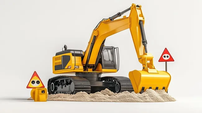 Schwerer Baumaschinenfahrer auf der Baustelle