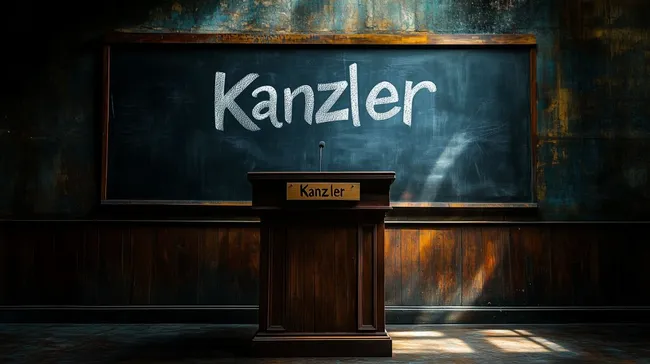 Schweres Holzrednerpult mit Schultafel