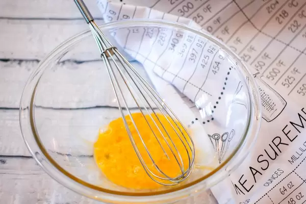 Scramble Eggs in a Glass Bowl