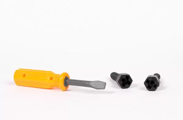 Screwdriver with plastic yellow handle