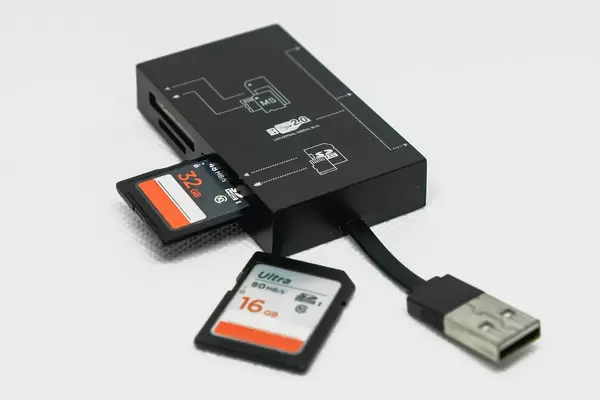 SD card inserted in card reader