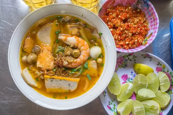 Sea Food Noodle Soup at famous Lunch Lady in Ho Chi Minh City