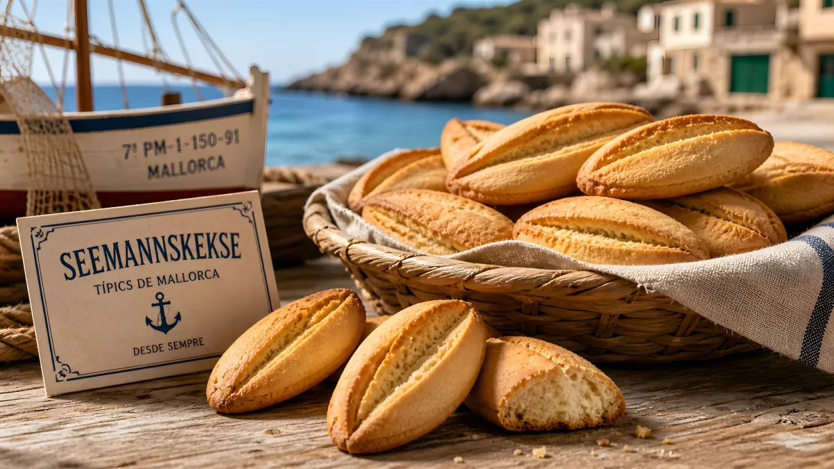 Seemanskekse aus Mallorca in Weidenkorb am Hafen