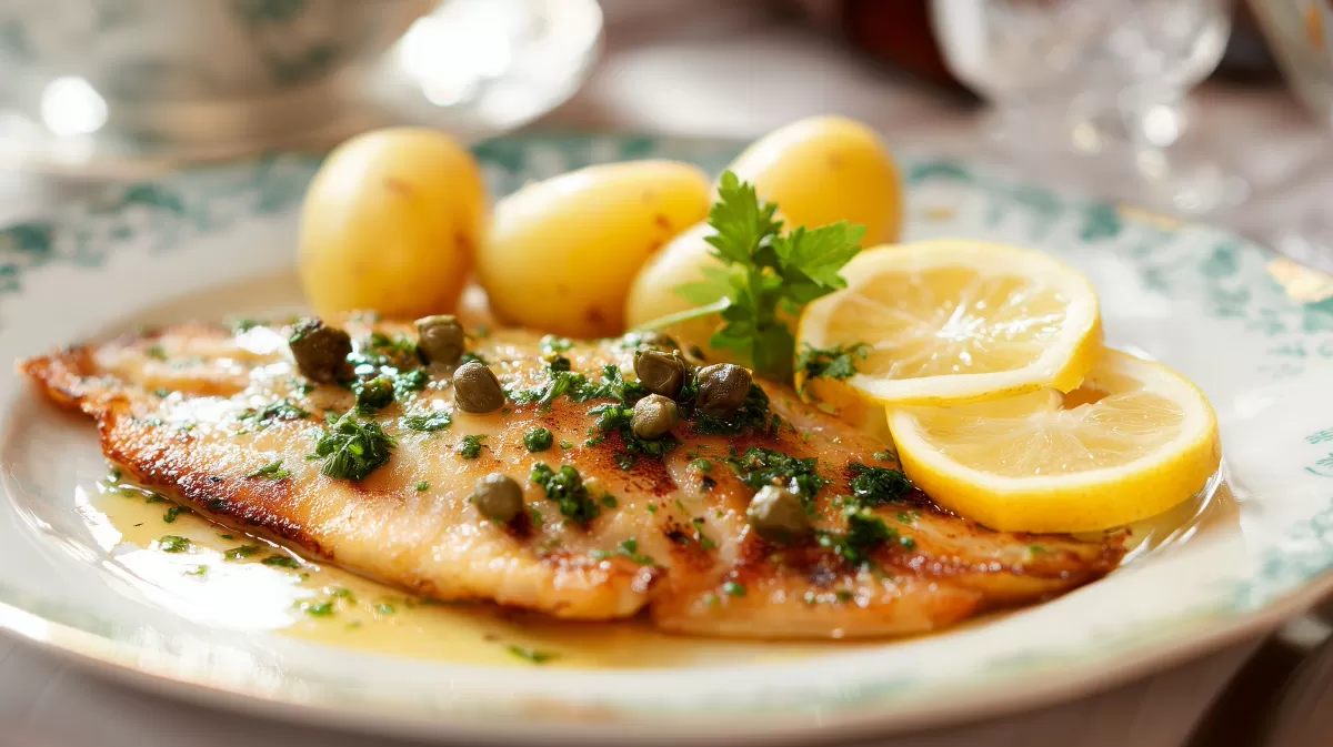 Seezunge Müllerin Art mit Kapern und Zitrone