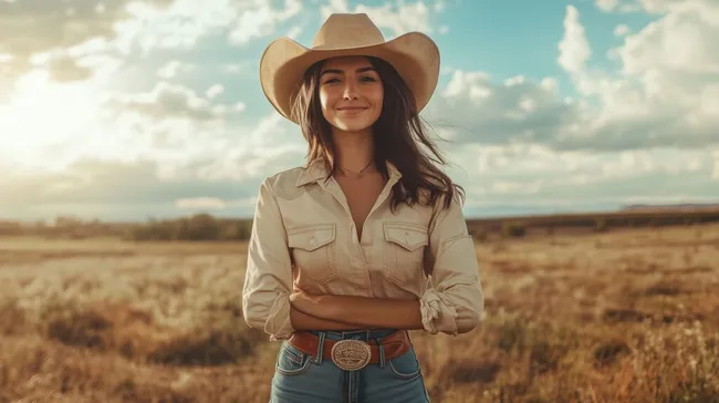 Selbstbewusste Farmerin in der Weizenfeldern