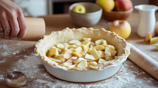 Selbstgemachter Apfelkuchen mit frischen Zutaten