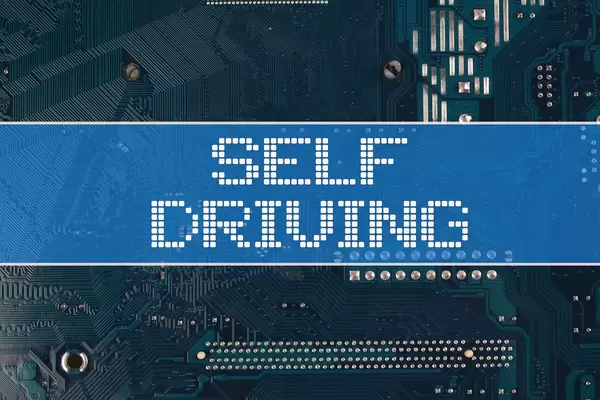 Self driving text over electronic circuit board background